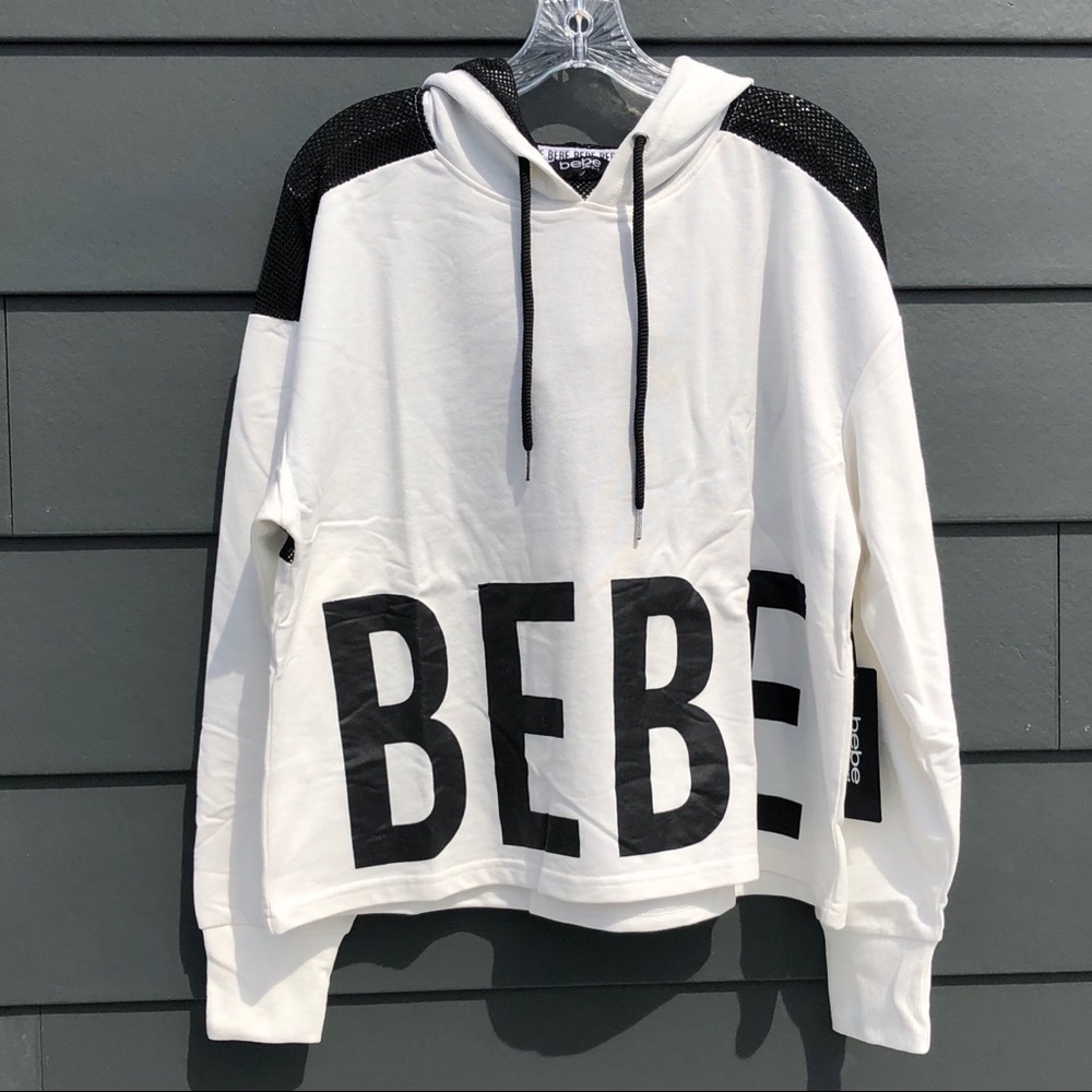 bebe Mesh Cropped Hoodie XL